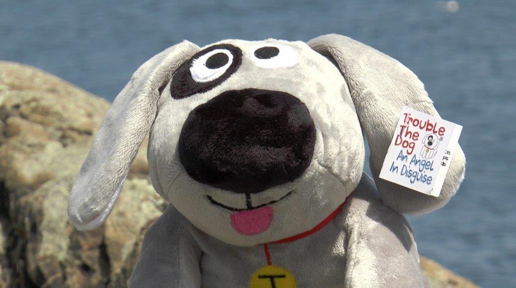 Close-up of Trouble the Dog showing his handcrafted quality