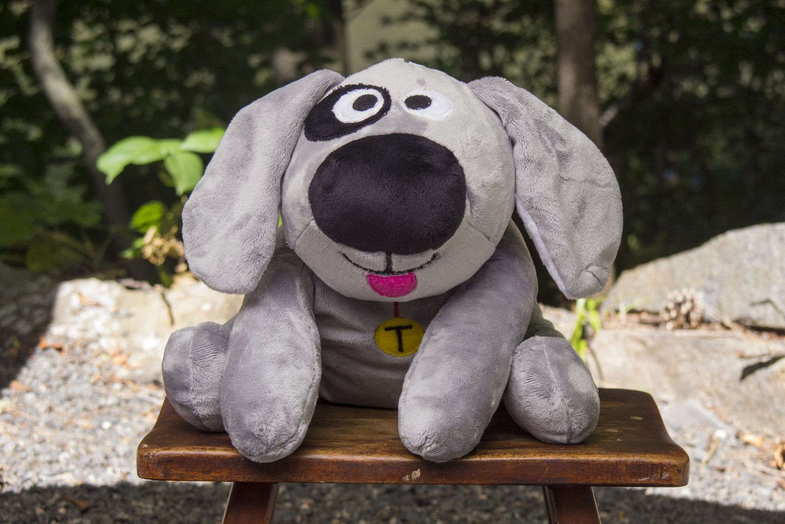 Trouble the Dog, handcrafted in the USA, on Nonnie's stool